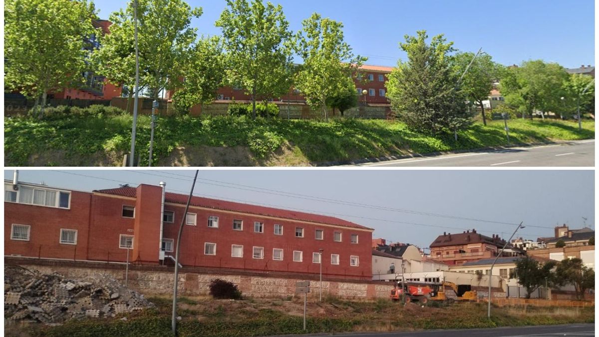 Tala de árboles en la calle Dante (abajo) y estado anterior a los trabajos de la A-5