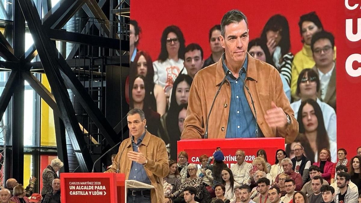 Pedro Sánchez señala desde León que votar PP o Vox supone mantener a Mañueco en la Junta: "Continuidad, parálisis y decadencia"
