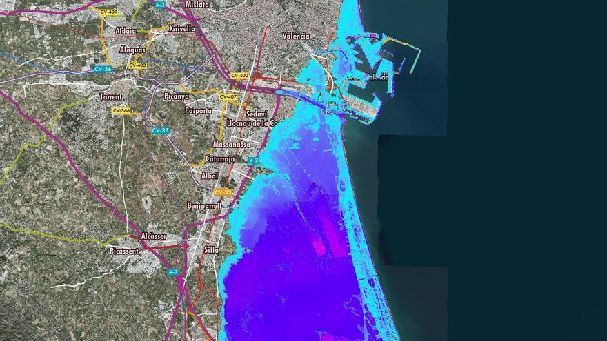 El visor desarrollado por la Generalitat prevé que en 2.100 la Albufera se inundará cada vez que se produzcan fenómenos adversos.