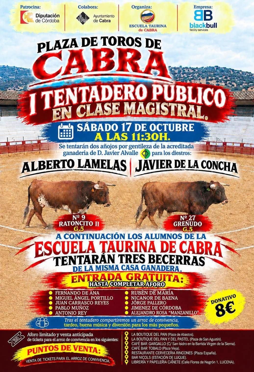 Cartel promocional del I Tentadero Público en clase magistral