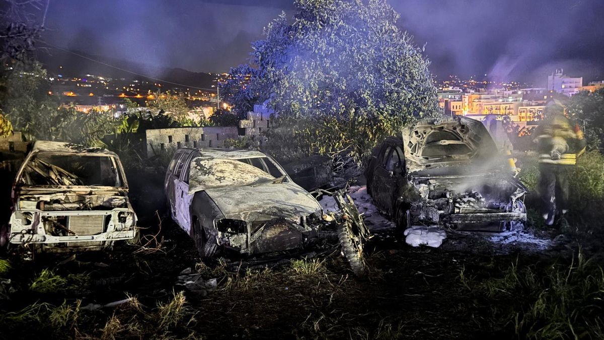 Estado en el que quedaron los vehículos tras el incendio.