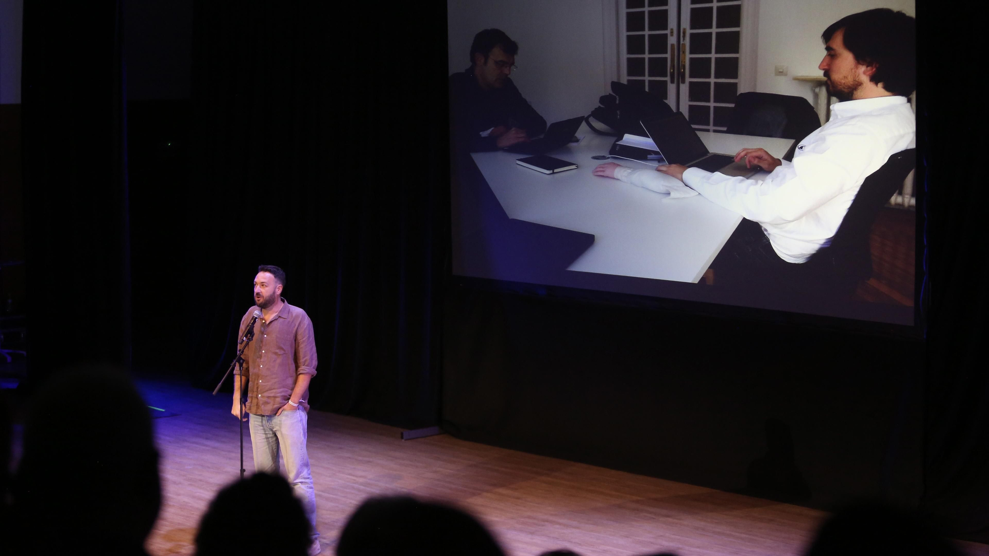 Juanlu Sánchez, en un momento de su monólogo sobre elDiario.es