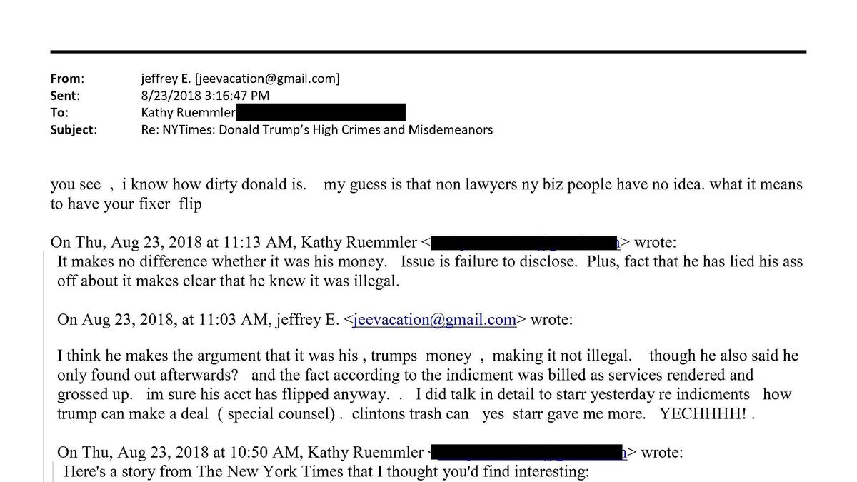 Mail de Epstein a la abogada Kathryn Ruemmler.