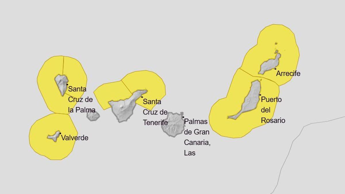 Avisos amarillos de este domingo 9 de marzo en Canarias.