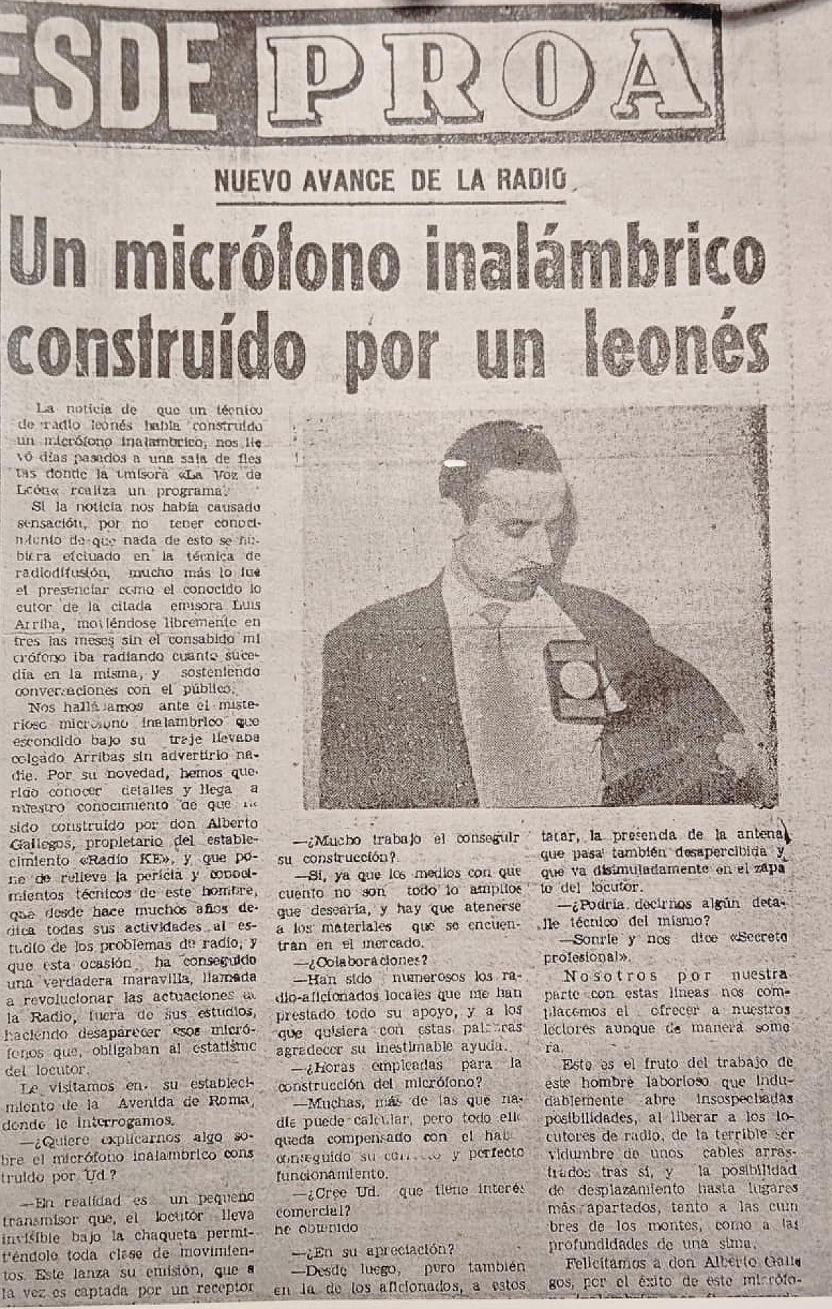 Alberto Gallegos Vega, técnico primordial de los inicios de la radio en León.