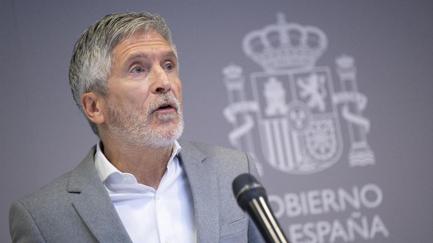 El ministro Fernando Grande Marlaska en una rueda de prensa