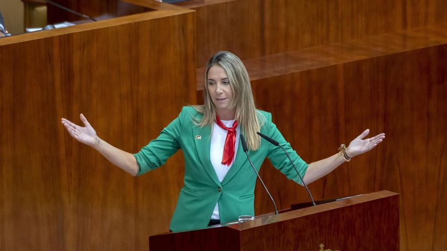 La portavoz del PSOE en la Asamblea de Madrid, Mar Espinar, interviene este viernes en el Debate del Estado de la Región.