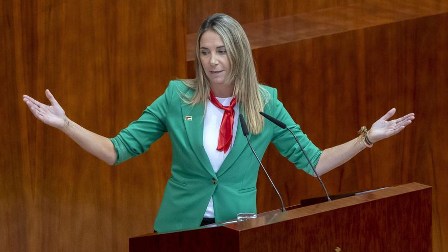 La portavoz del PSOE en la Asamblea de Madrid, Mar Espinar, interviene este viernes en el Debate del Estado de la Región.
