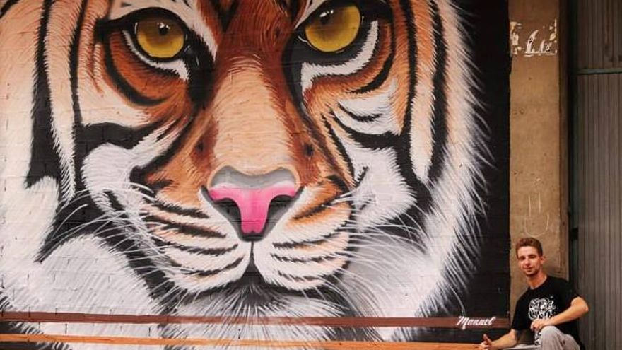 Fotografia Sara Fernandez Rubio tigre de Bengala realizado en Art Aero rap IV en La Bañeza, León.