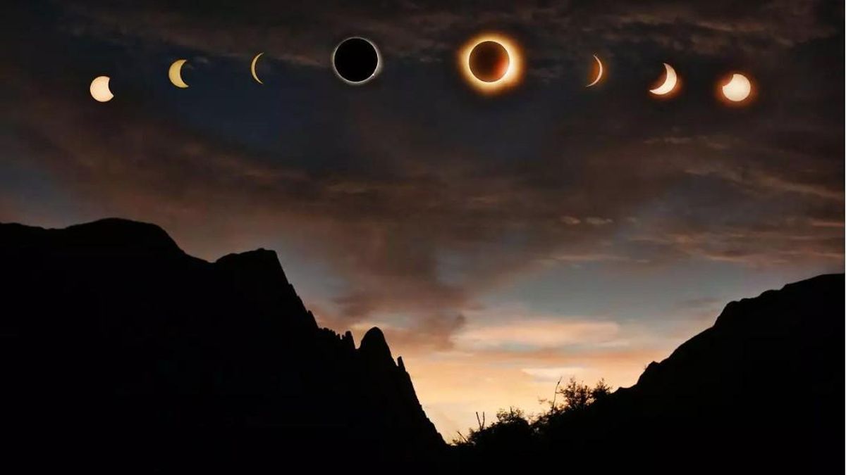 Fases de un eclipse total de sol.