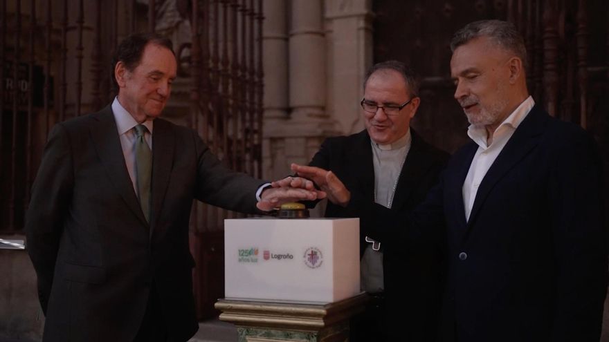 Jaime Alfonsín, Conrado Escobar y el obispo de la diócesis de Calahorra