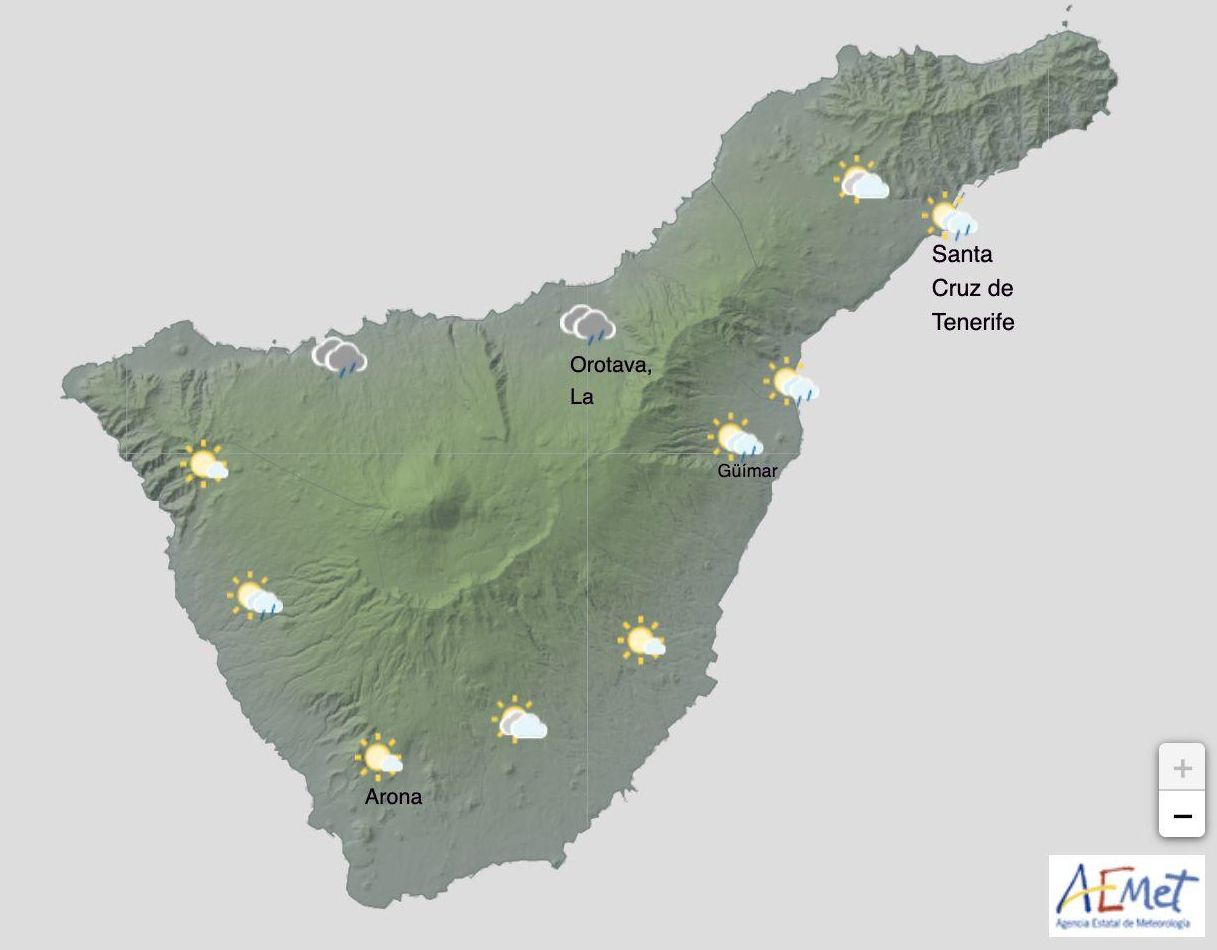 Infografía del tiempo en Tenerife a las 13.00 horas