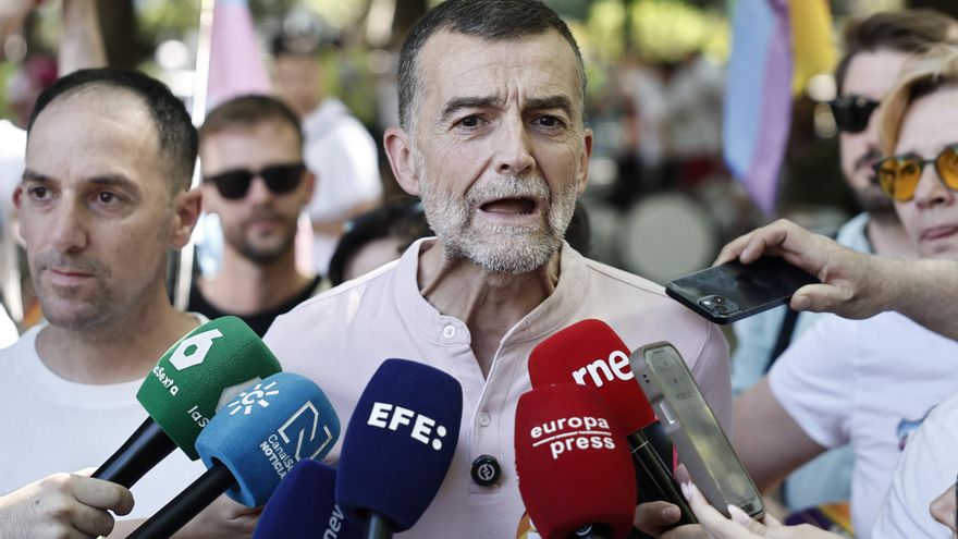 Antonio Maíllo durante la manifestación del Orgullo 2026, este sábado en Madrid.
