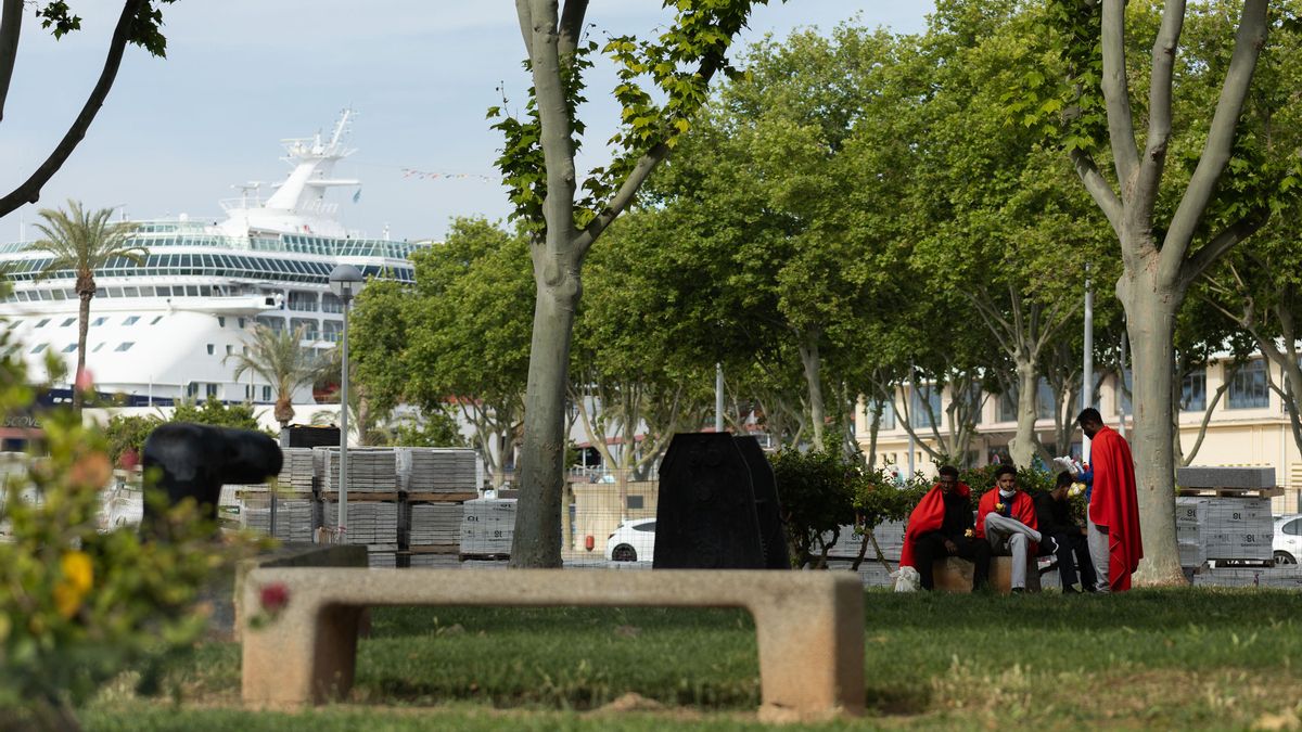 El lloc on han de pernoctar contrasta amb el fons: la zona d’embarcament de les excursions d’alguns dels creuers més grans del món.