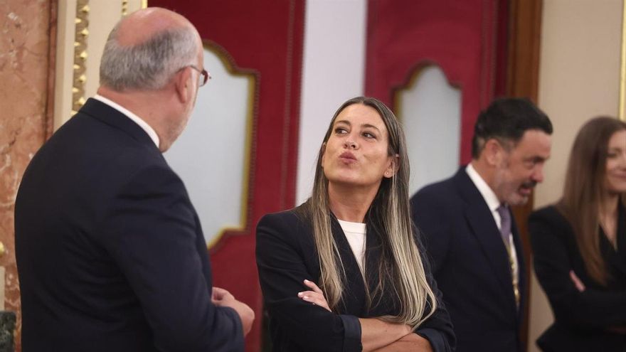 La portavoz de Junts en el Congreso, Miriam Nogueras, durante la visita del Papa León XIV al Congreso de los Diputados, a 8 de junio de 2026, en Madrid (España).