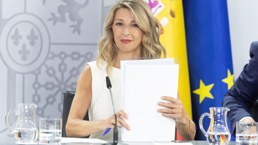 Yolanda Díaz, durante una rueda de prensa tras el Consejo de Ministros, a 29 de julio de 2025