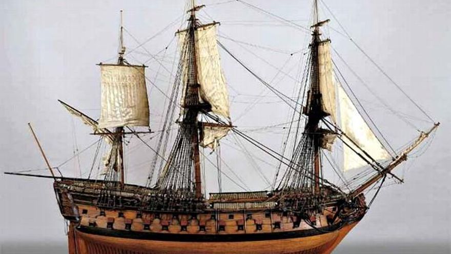 Una maqueta del navío 'San Genaro', que sería similar al 'León' pese a ser 15 años posterior.