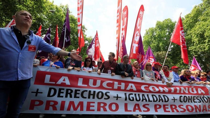 Cabecera de la manifestación del 1º de Mayo de 2019 en Madrid.