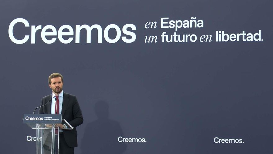 Casado en un momento de su intervención en la segunda jornada de la Convención Nacional que se celebra en Valladolid