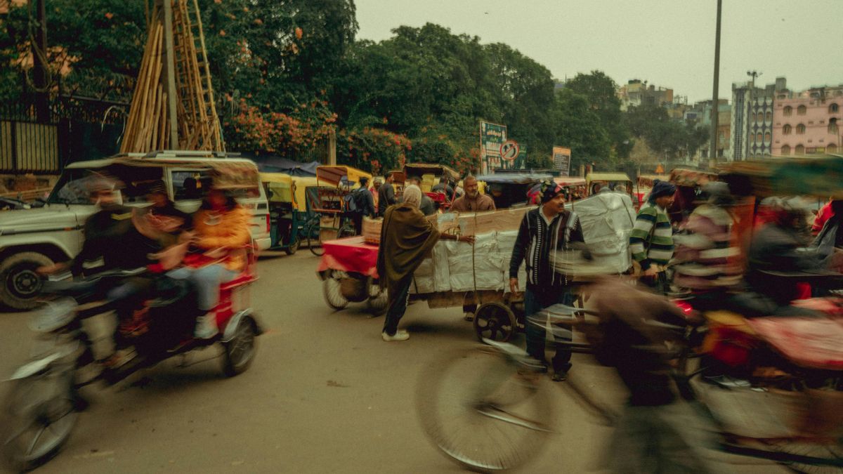 El caótico tránsito de Nueva Dehli.