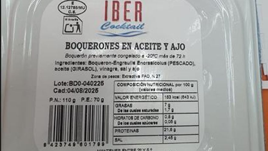 Alerta alimentaria por presencia de Listeria en boquerones en aceite y ajo procedentes de España