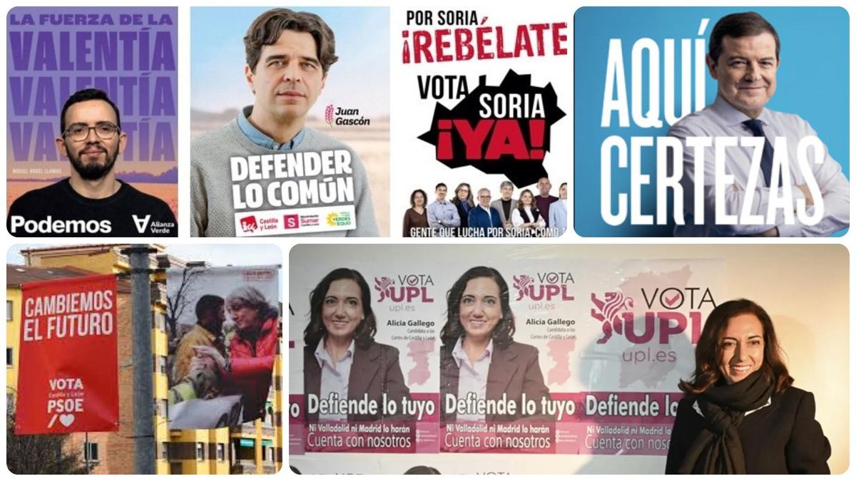 El mosaico de carteles electorales en Castilla y León: Certezas, incendios y 'comunismo'