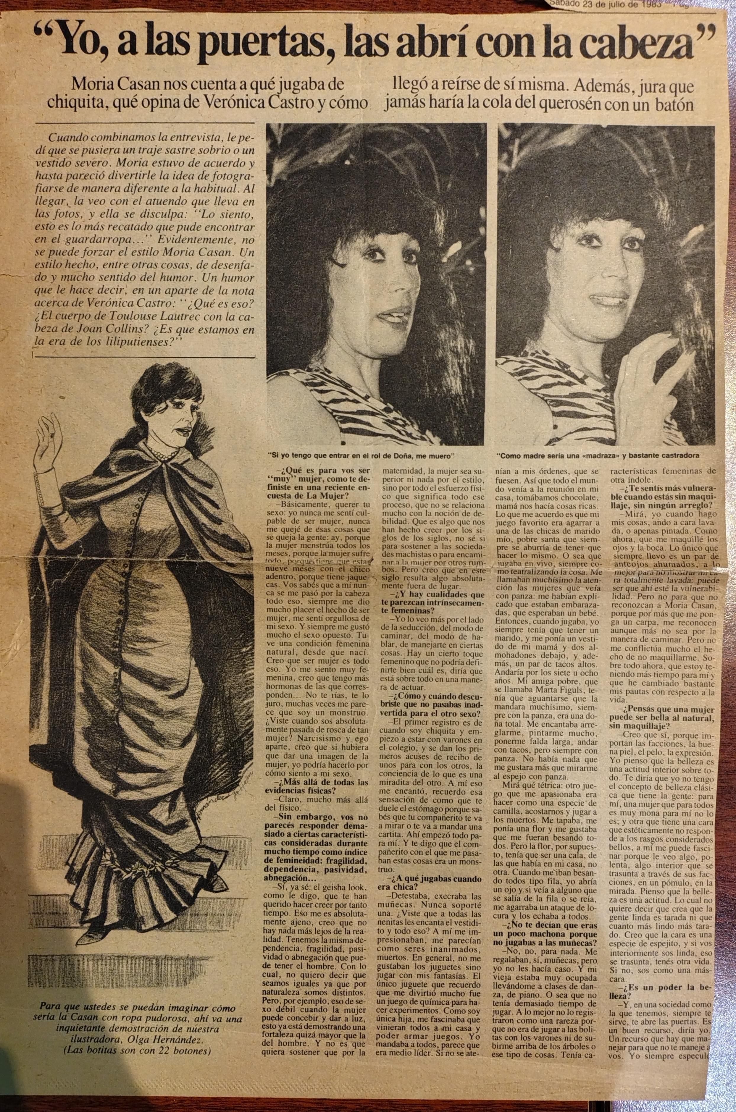 Entrevista en el diario Tiempo Argentino, 1983   Parte 1