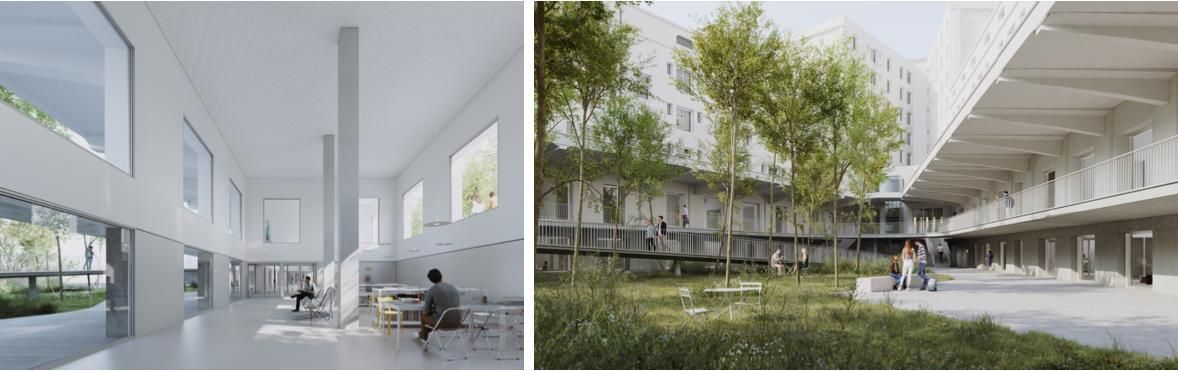 Interior y exterior proyectados en la idea ganadora