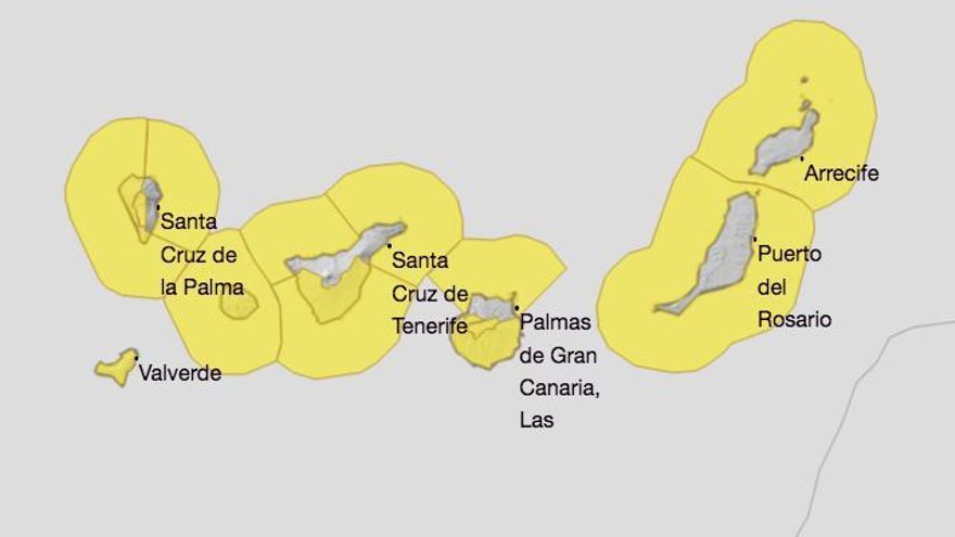 Toda Canarias, en aviso amarillo por distintos fenómenos meteorológicos adversos