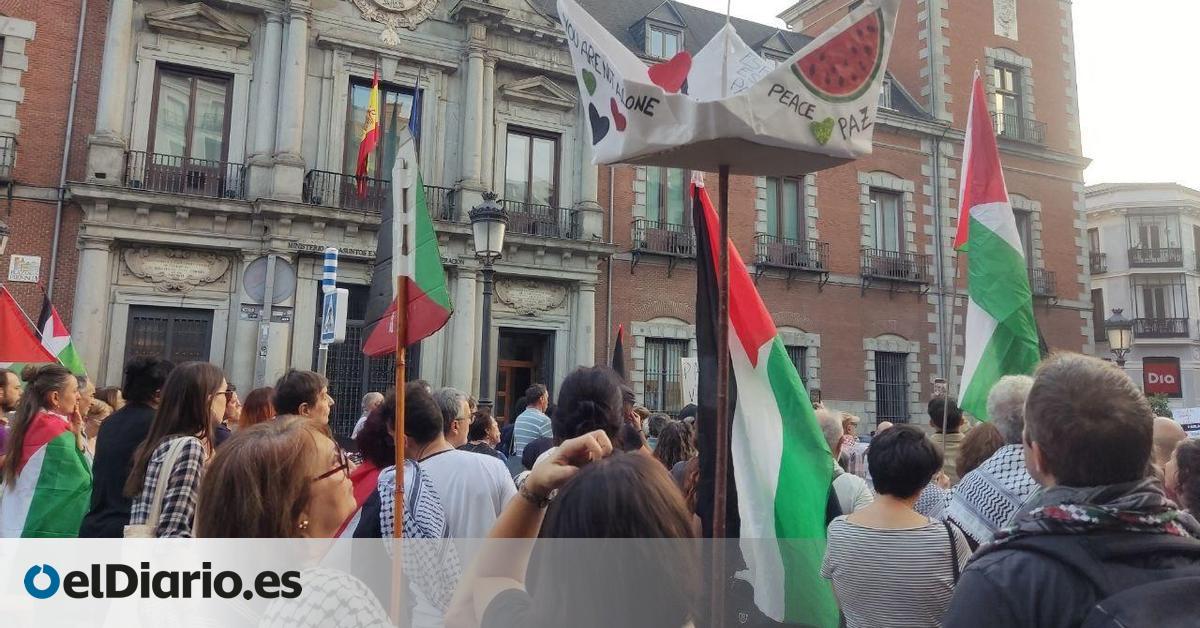 Manifestantes se convocan frente al Ministerio de Exteriores para pedir la libertad de la flotilla