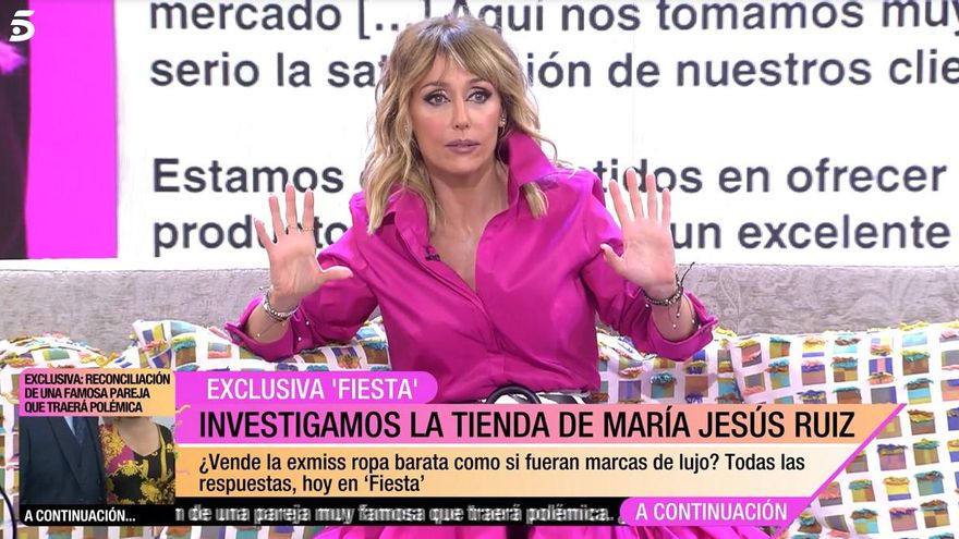 El plantón de María Jesús Ruiz a 'Fiesta' por investigar su negocio: "Le tocaba venir y ha dicho que no"