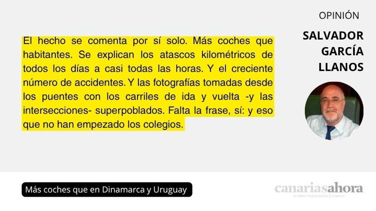 Más coches que en Dinamarca y Uruguay