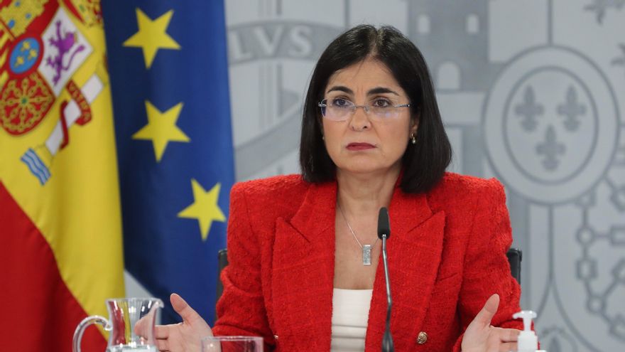 La ministra de Sanidad, Carolina Darias, comparece en rueda de prensa tras la reunión del Consejo Interterritorial del Sistema Nacional de Salud (CISNS), este miércoles en Madrid. EFE/ Kiko Huesca