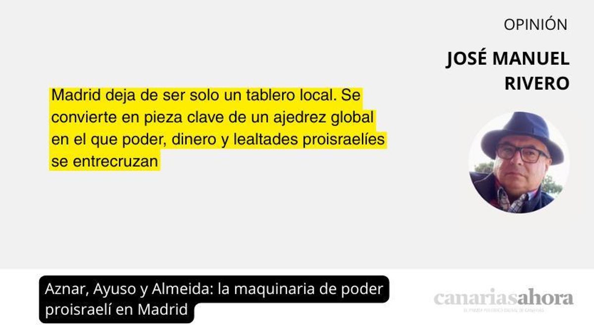 Aznar, Ayuso y Almeida: la maquinaria de poder proisraelí en Madrid