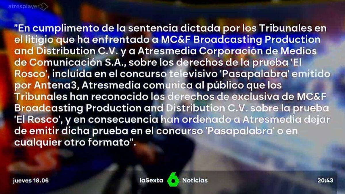 La sentencia de 'El Rosco' en laSexta Noticias