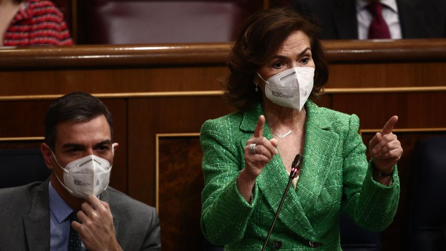 Carmen Calvo durante la sesión de control al Gobierno