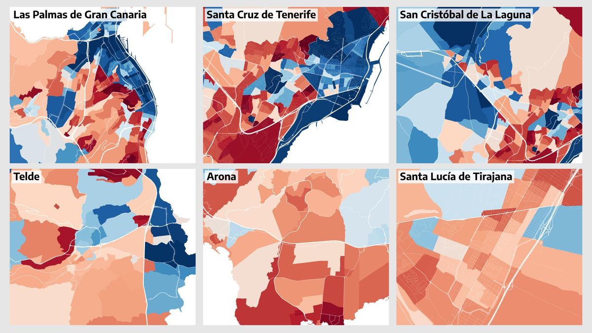 ¿Cuánto ganan tus vecinos? El nuevo mapa de la renta en Canarias, calle a calle