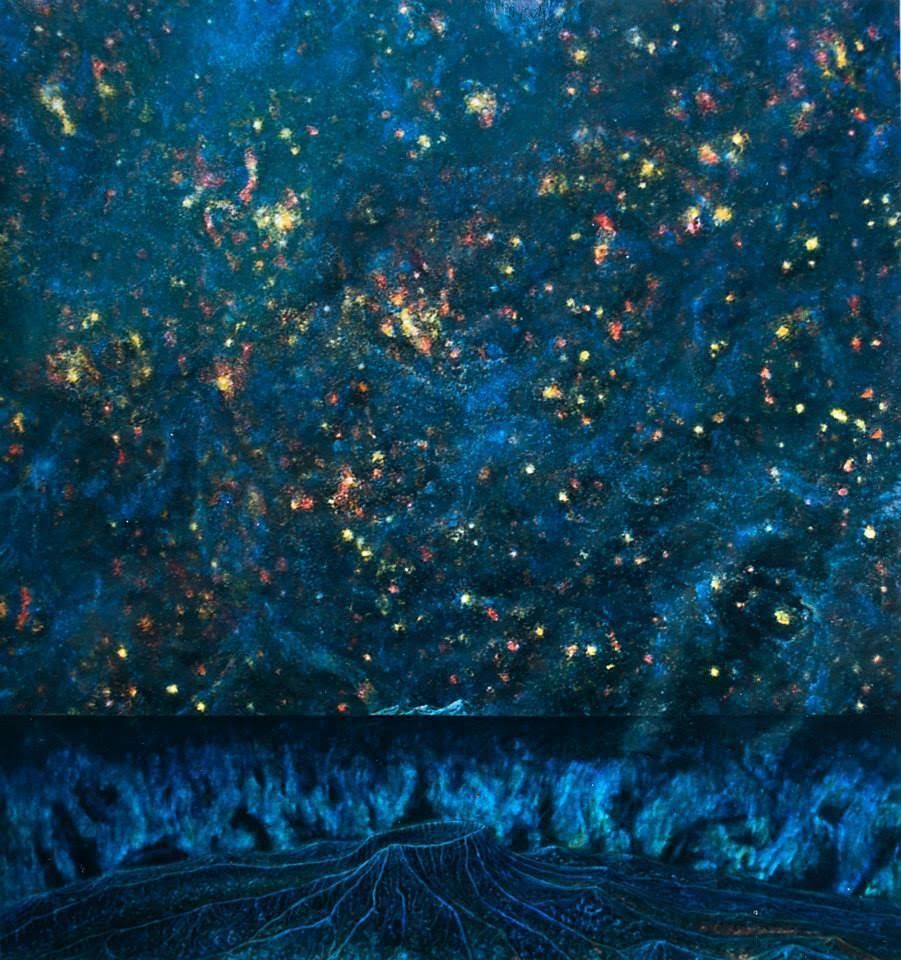 'Isla flotante y volcán dormido'. Óleo sobre lienzo. 105 x 75 cm. Óscar Lorenzo, 1999.