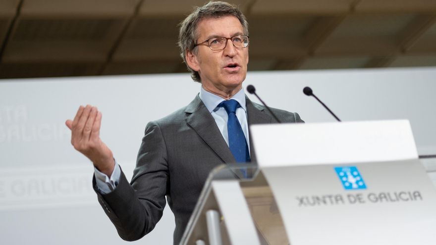 El presidente de la Xunta, Alberto Núñez Feijóo, en rueda de prensa.