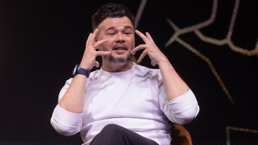 El portavoz de ERC en el Congreso, Gabriel Rufián, durante un diálogo sobre el futuro de la izquierda alternativa, en la sala Galileo Galilei, a 18 de febrero de 2026, en Madrid (España).