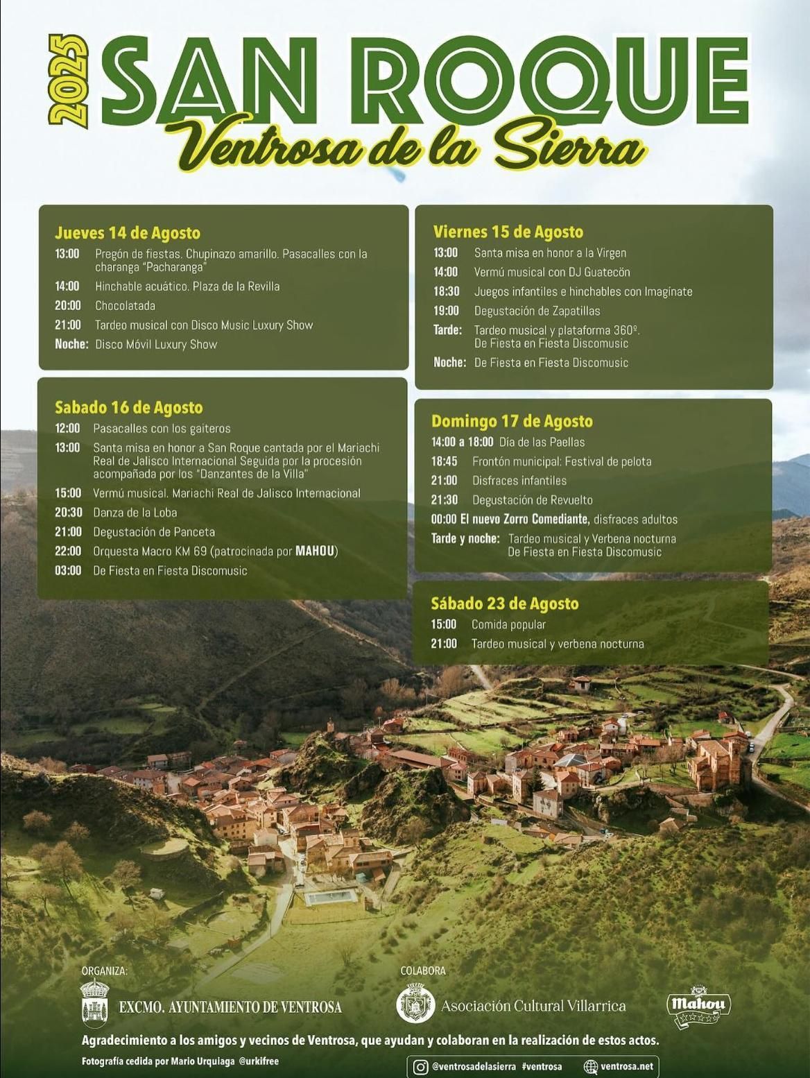 Programa de fiestas de San Roque en Ventrosa, La Rioja