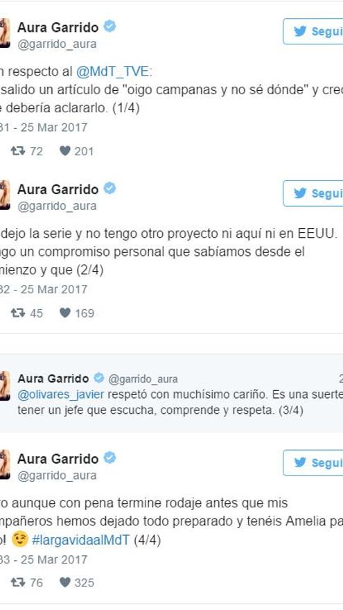 Aura Garrido aclara en Twitter su situación en 'El Ministerio'