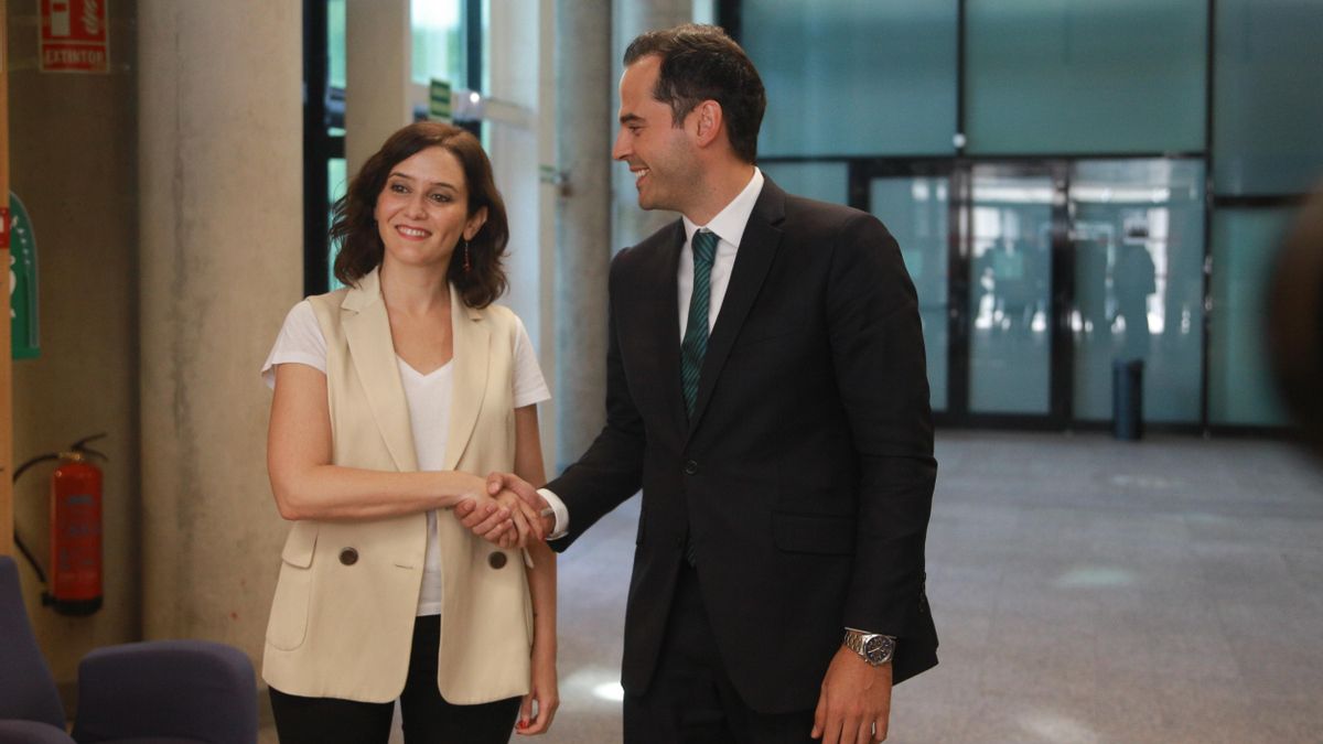 Isabel Díaz Ayuso e Ignacio Aguado en la Asamblea de Madrid.