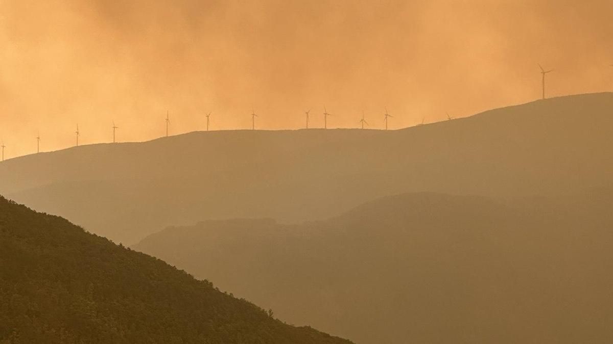 Incendio forestal en la zona de montes de Pobladura de la Sierra. 
