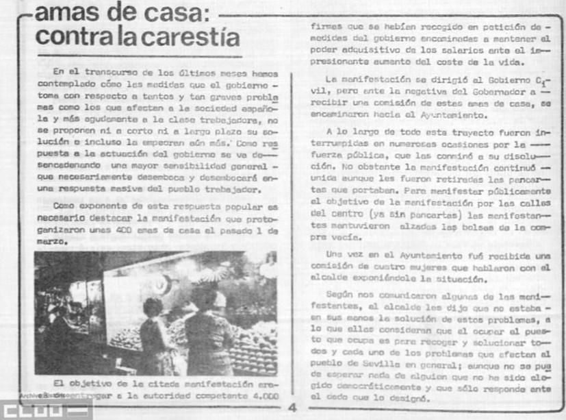 Crónica de la manifestación de amas de casa en 'Senda hacia el socialismo'.