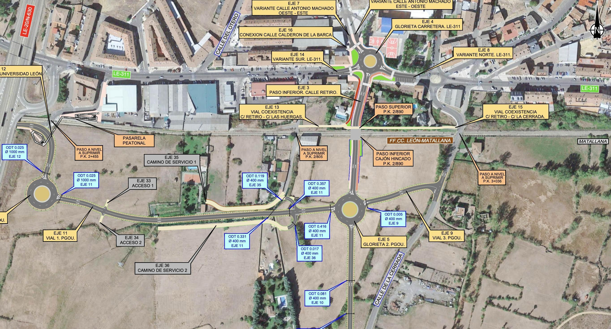 Obras a ejecutar en Navatejera para suprimir los pasos a nivel