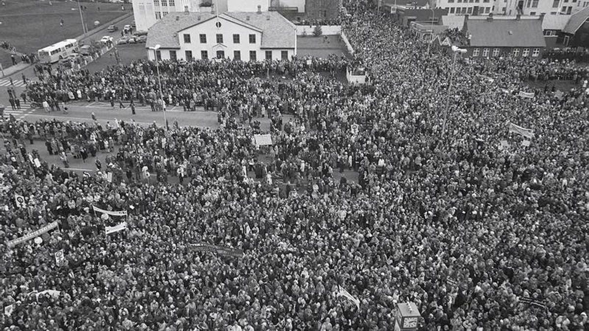 Huelga de mujeres en Islandia en 1975.