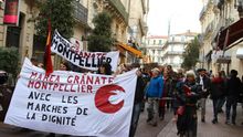 Manifestación de Marea Granate en apoyo a las Marchas de la Dignidad en Montpellier (Francia), 21/3/15
