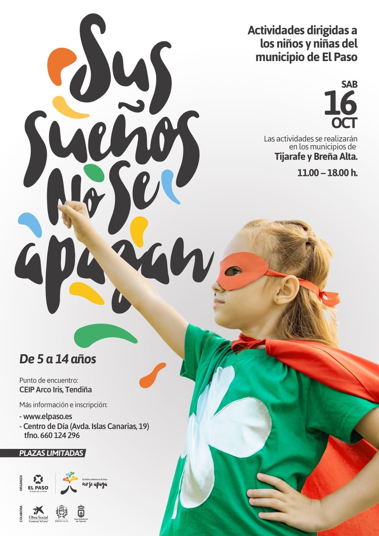 Cartel de las  actividades de ocio para los niños y niñas de El Paso.