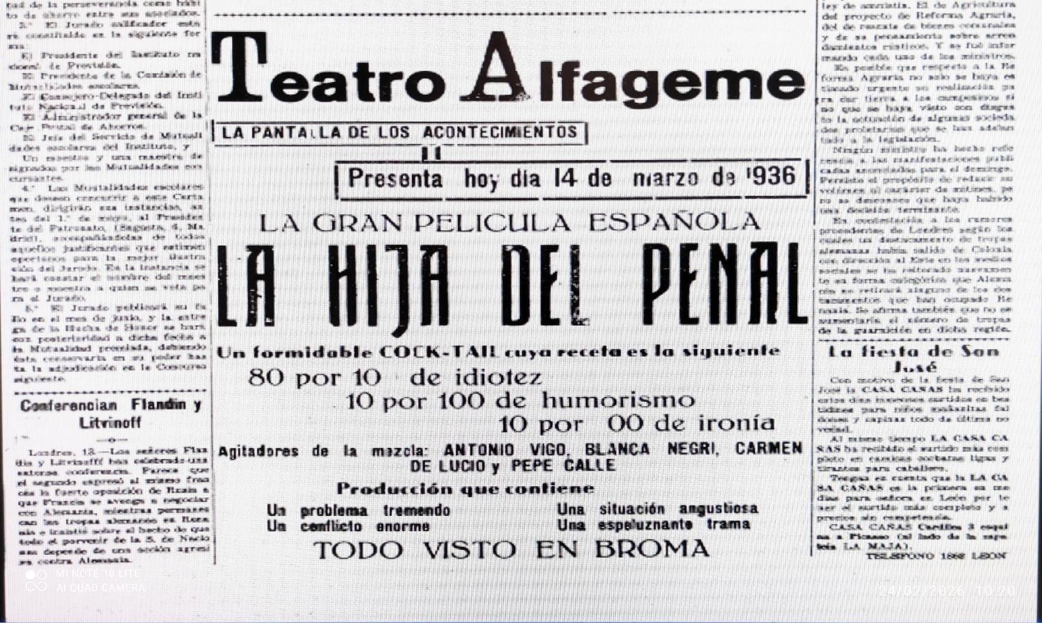 En marzo de 1936 se emitía en León 'La Hija del Penal'